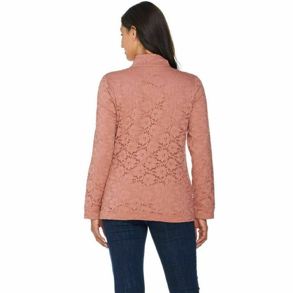 NWT DENIM & CO ROSE LACE ZIP FRONT JACKET SMALL - Picture 2 of 11